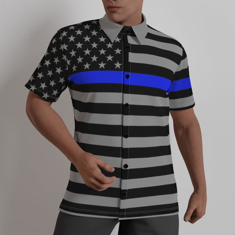 Thin Blue Line Flag Button-Up Shirt - Honor & Style Combined | Back The Blue Store