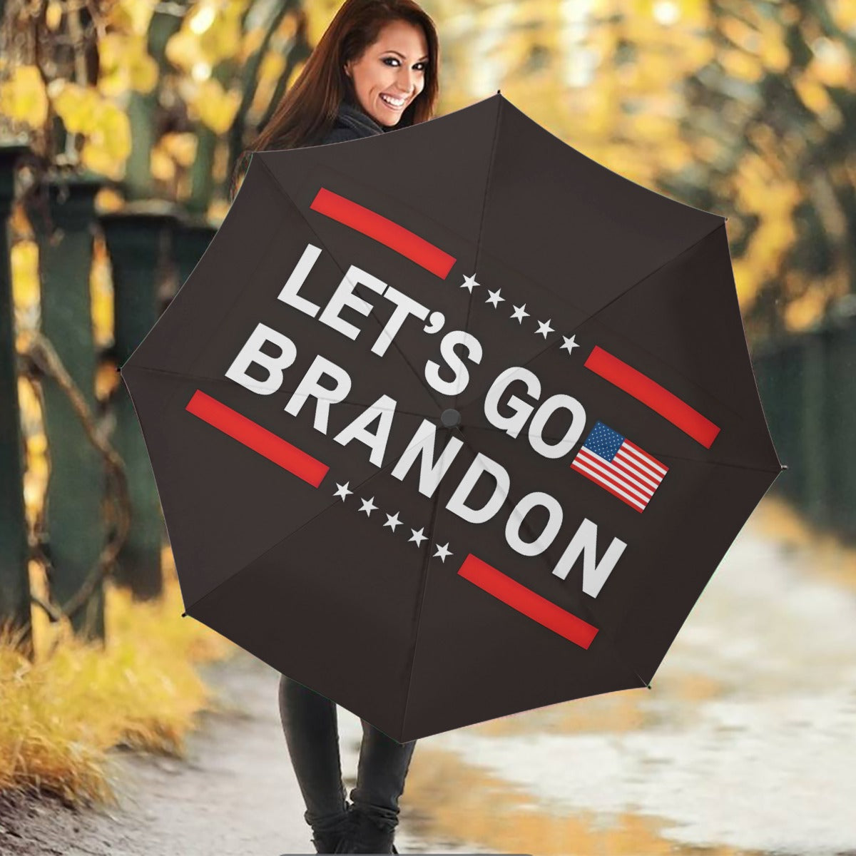 Humorous Let's Go Brandon Automatic Umbrella - Stay Dry with a Smile