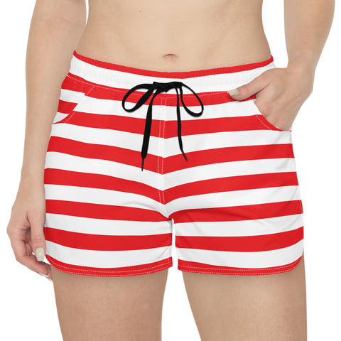 Red and White Striped Women's Casual Shorts | American Flag Inspired | Back The Blue Store