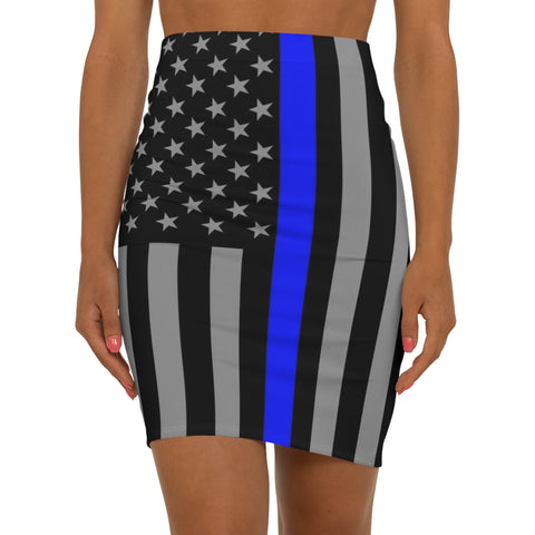 Empower Style with Support | Women's Thin Blue Line Flag Mini Skirt