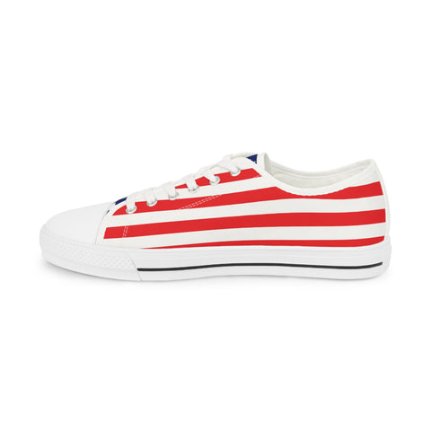 American Flag Styled Men's Low Top Sneakers | Comfortable Patriotic Shoes