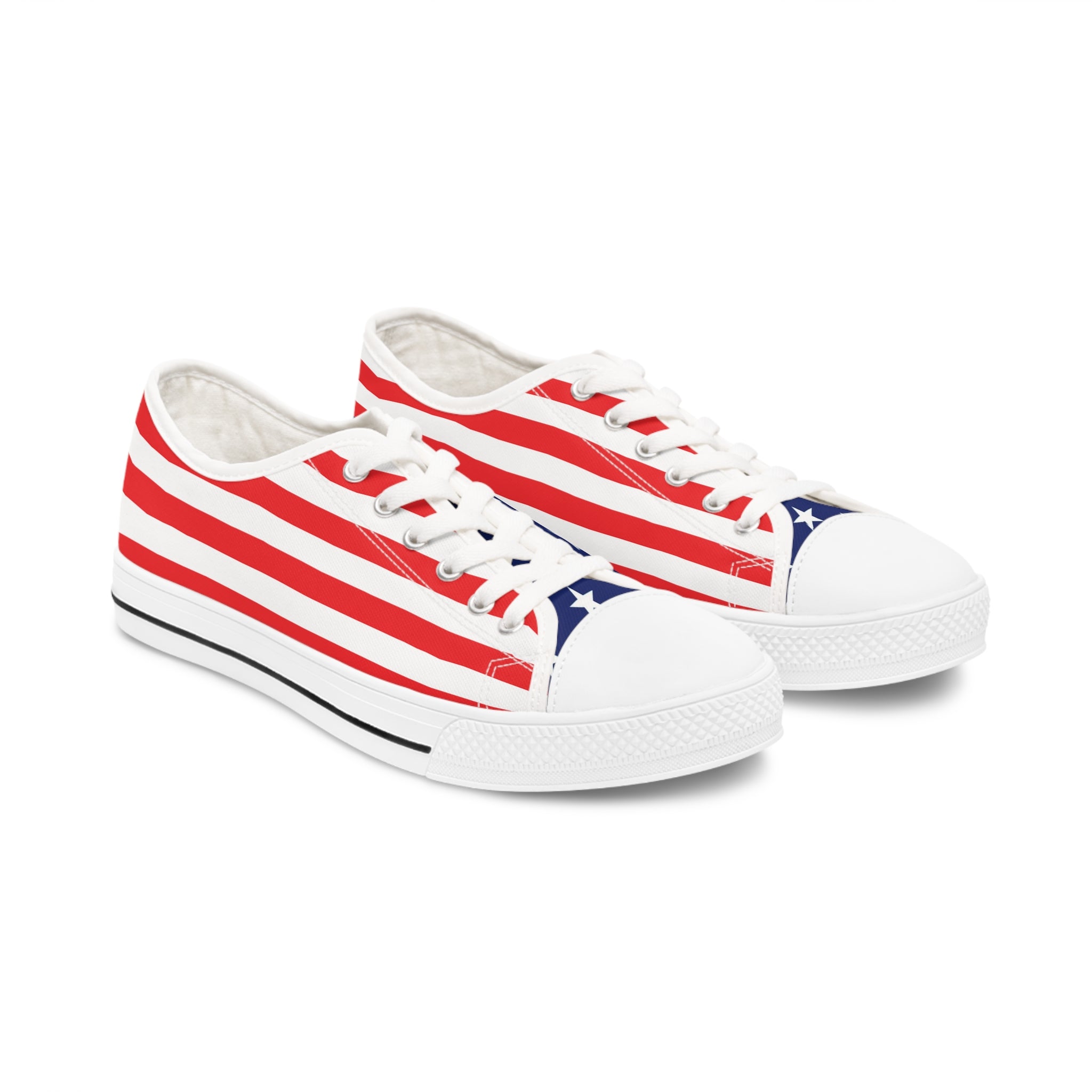 American Flag Styled Women's Low Top Sneakers | Comfortable Patriotic Shoes