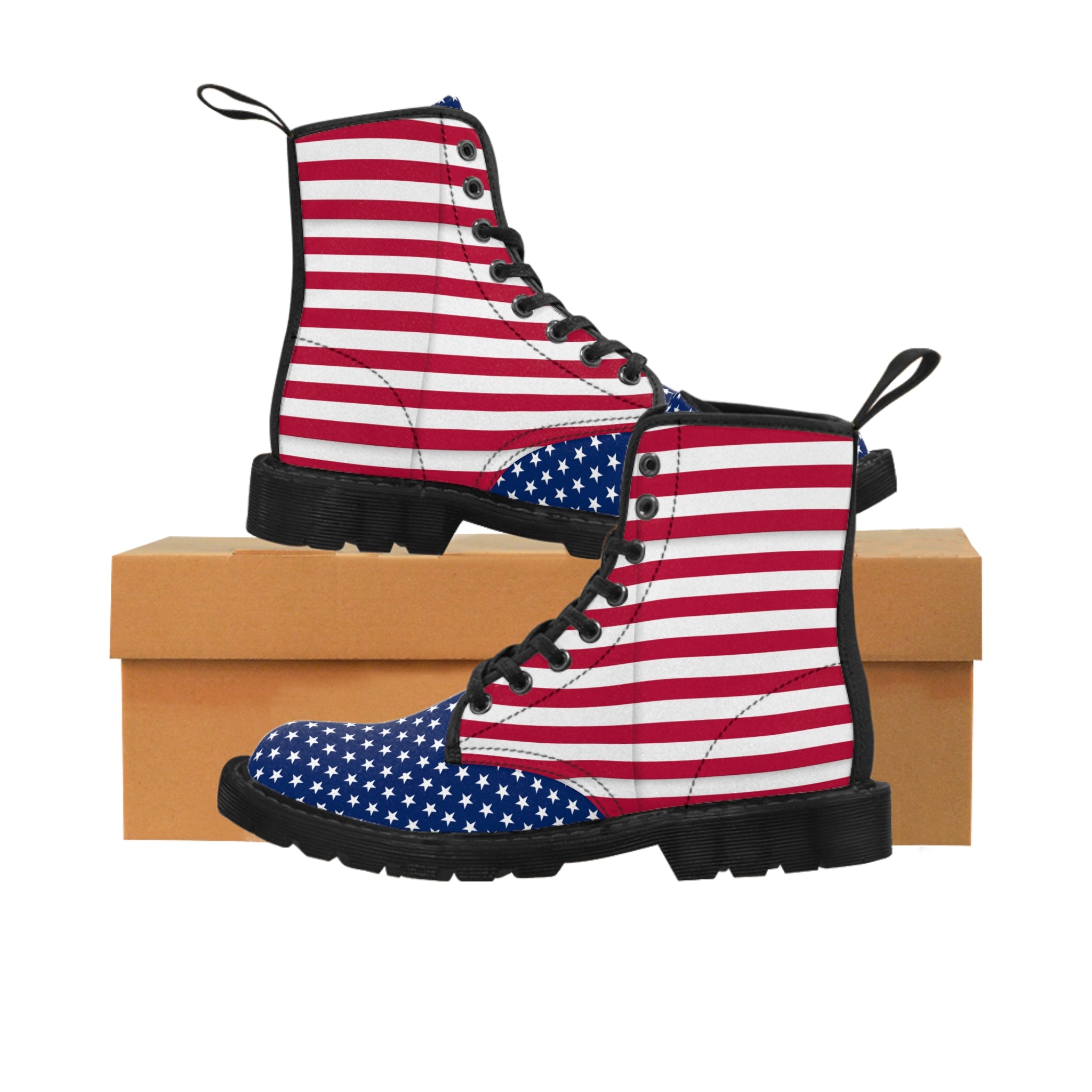 American Flag Style Men's Canvas Boots | Patriotic Comfort Footwear