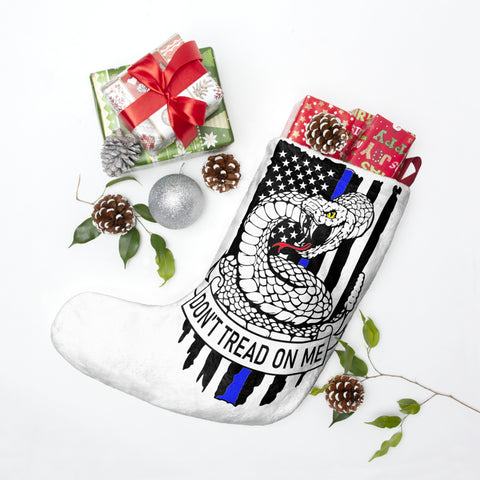 Patriotic Gadsden/Thin Blue Line Flag Christmas Stocking – A Bold Holiday Statement