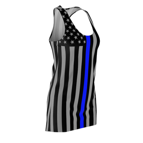 Women's Thin Blue Line Racerback Dress - Elegance with a Statement