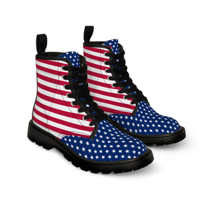 American Flag Style Women's Canvas Boots | Patriotic Comfort Footwear