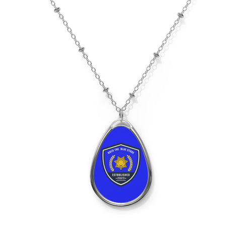 Ellipse Shaped Back The Blue Pendant Necklace | Stylish Support Accessory