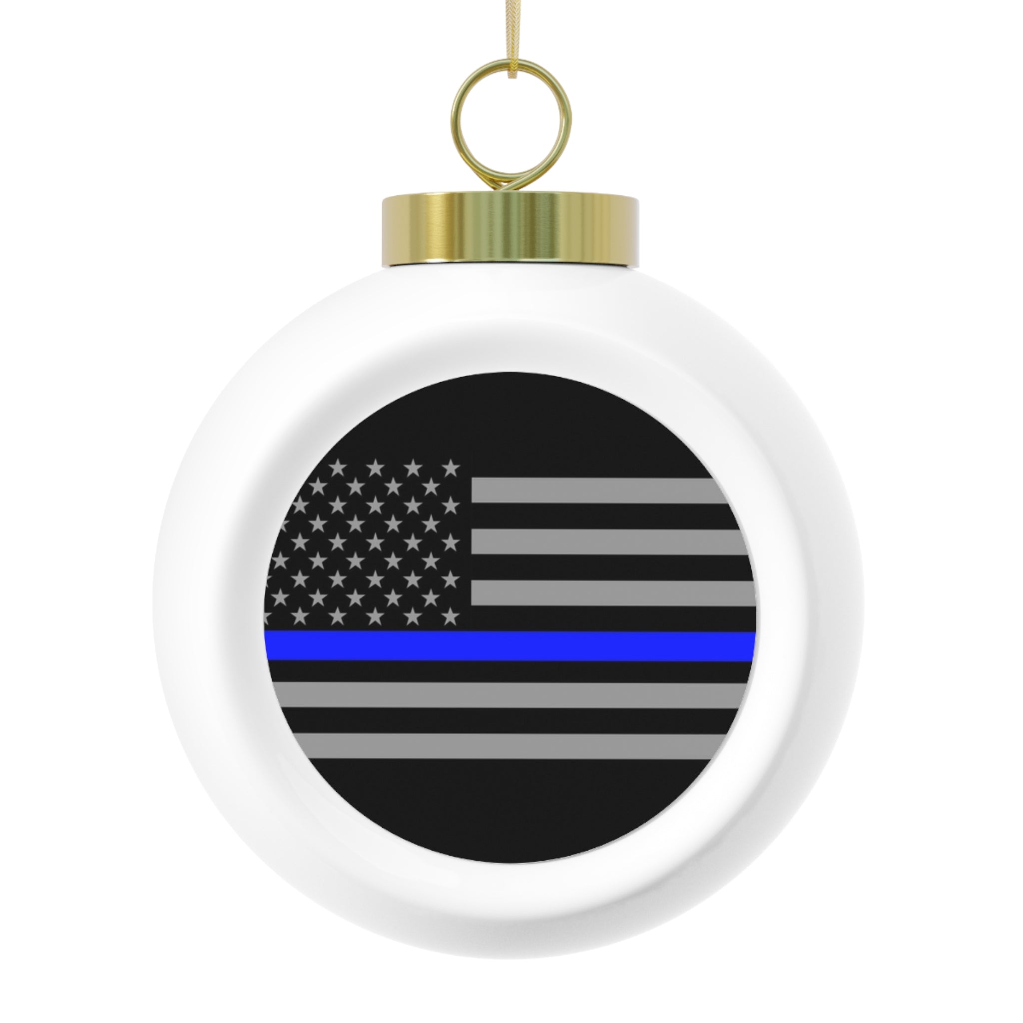 Honor & Tradition with Thin Blue Line Flag Christmas Ball Ornament