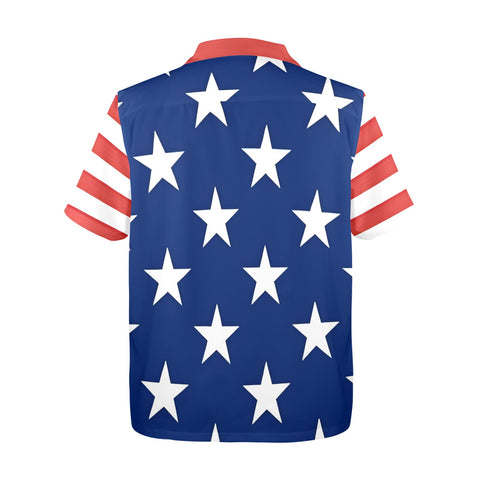 Stars and Stripes American Flag Inspired Men's Button-Up Shirt – Show Your American Pride (Style -1)