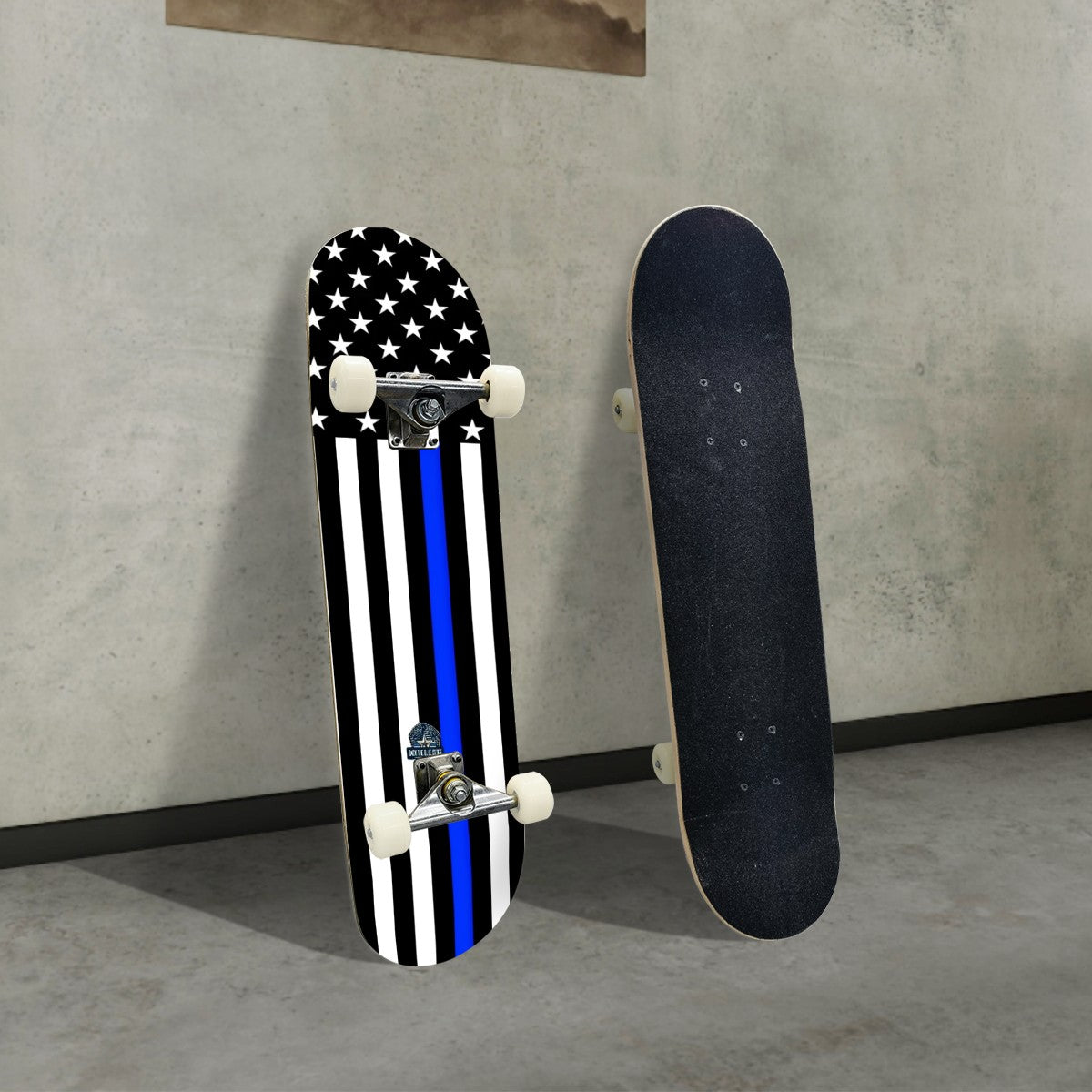 Thin Blue Line Flag Skateboard – Support Law Enforcement | Durable Maple Deck (Bright)