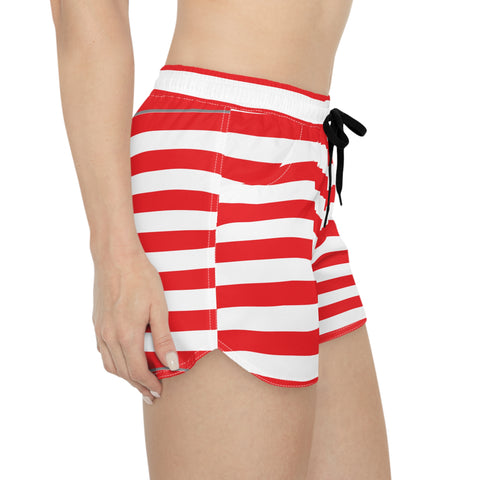 Red and White Striped Women's Casual Shorts | American Flag Inspired | Back The Blue Store