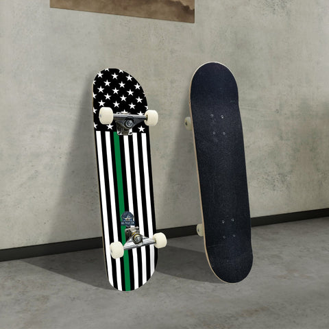 Thin Green Line Flag Skateboard – Military Tribute Skateboard (Bright)