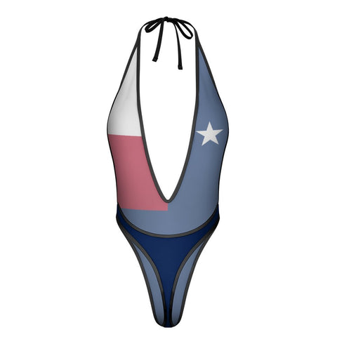 Texas State Flag Inspired Sexy Deep-V One-Piece Swimsuit - Patriotic and Stylish Swimwear