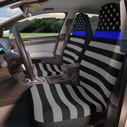 Thin Blue Line Flag Front Car Seat Covers | Support and Protect with Style