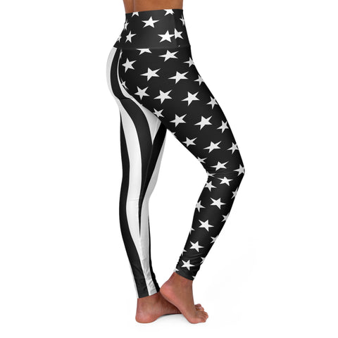 Thin Blue Line Flag High-Waisted Yoga Leggings | Support Law Enforcement