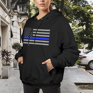 Thin Blue Line Flag Women's Hoodie – Police Support Apparel