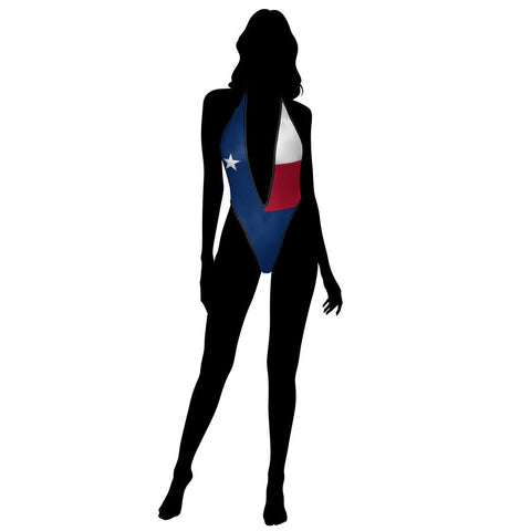 Texas State Flag Inspired Sexy Deep-V One-Piece Swimsuit - Patriotic and Stylish Swimwear