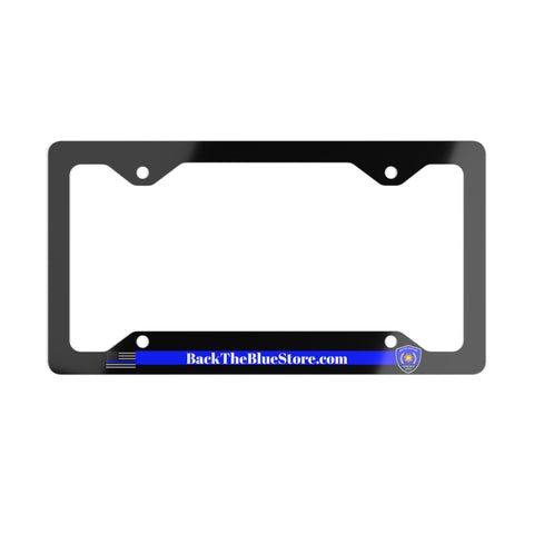 Sleek 'Back The Blue Store' Metal License Plate Frame