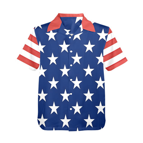 Stars and Stripes American Flag Inspired Men's Button-Up Shirt – Show Your American Pride (Style -1)