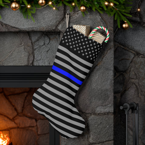 Celebrate with Our Thin Blue Line Flag Printed Christmas Stocking