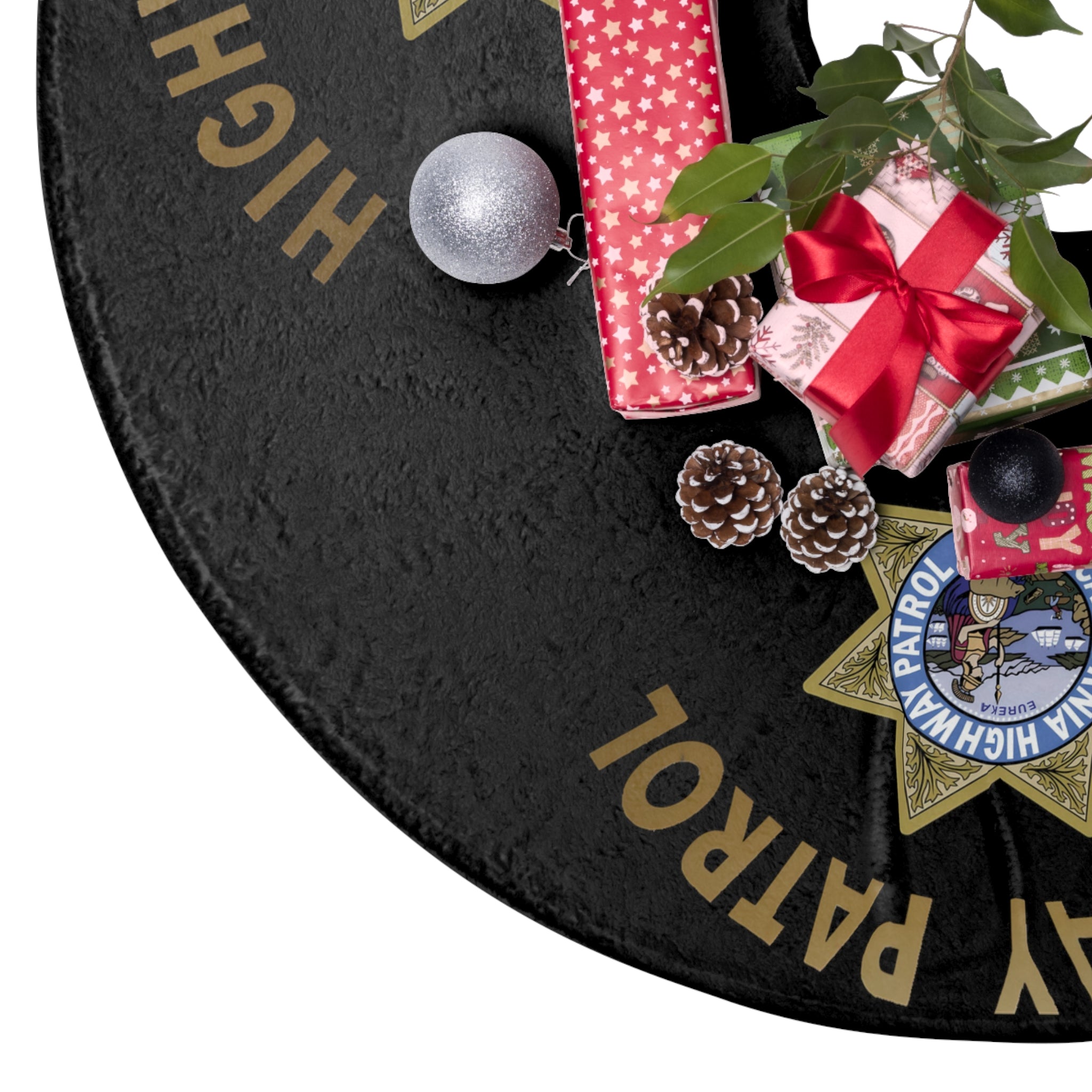 Custom Highway Patrol Star Christmas Tree Skirt | Back The Blue Store