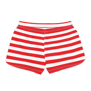 Red and White Striped Women's Casual Shorts | American Flag Inspired | Back The Blue Store