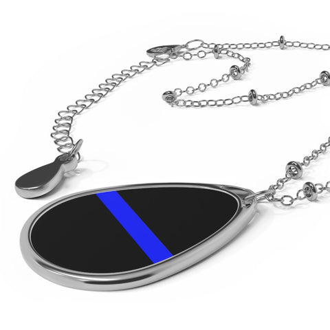 Elegant Thin Blue Line Oval Necklace | Support and Style Interwoven only at Back The Blue Store