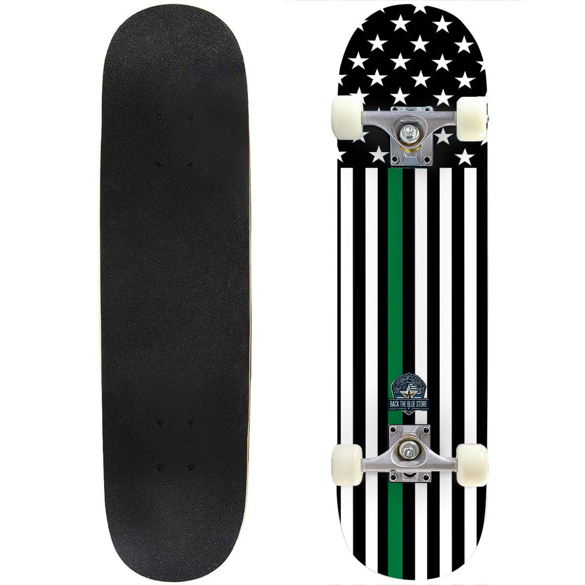 Thin Green Line Flag Skateboard – Military Tribute Skateboard (Bright)