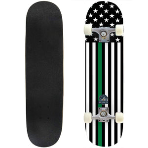 Thin Green Line Flag Skateboard – Military Tribute Skateboard (Bright)