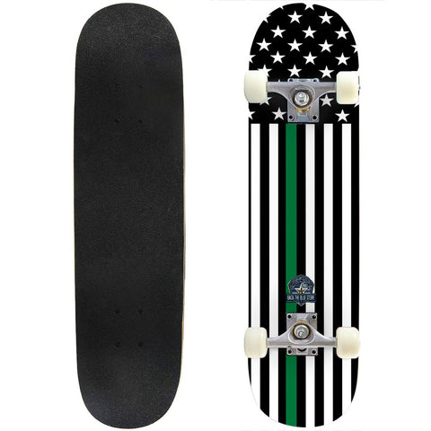 Thin Green Line Flag Skateboard – Military Tribute Skateboard (Bright)