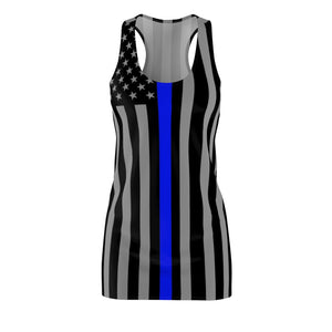 Women's Thin Blue Line Racerback Dress - Elegance with a Statement