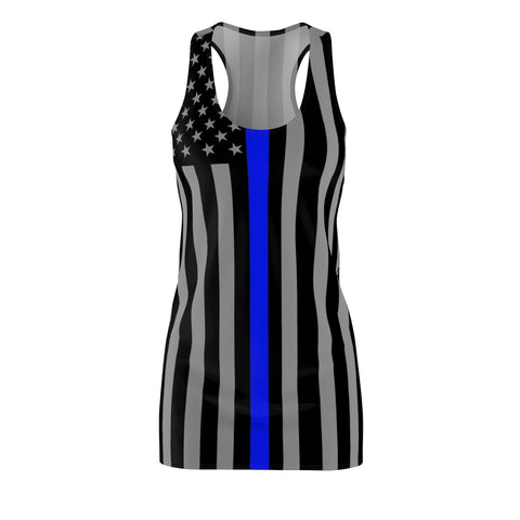 Women's Thin Blue Line Racerback Dress - Elegance with a Statement