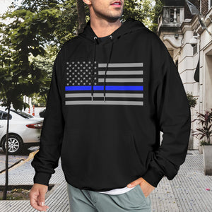 Thin Blue Line Flag Men's Hoodie – Police Support Apparel