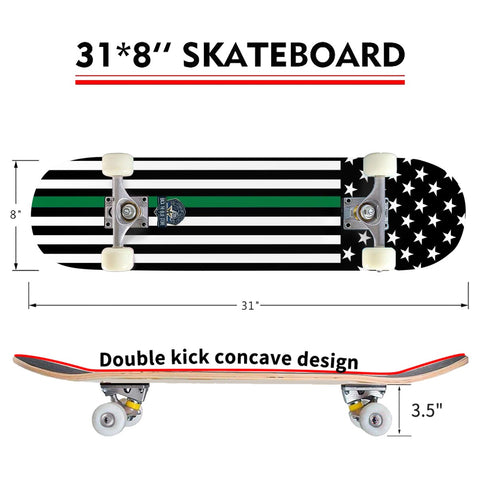 Thin Green Line Flag Skateboard – Military Tribute Skateboard (Bright)