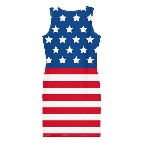 Patriotic Elegance: Fitted American Flag Dress