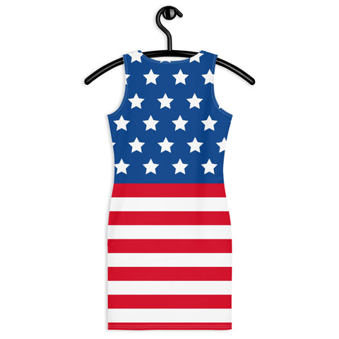 Patriotic Elegance: Fitted American Flag Dress