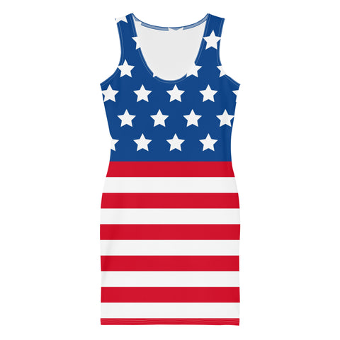 Patriotic Elegance: Fitted American Flag Dress