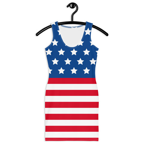 Patriotic Elegance: Fitted American Flag Dress