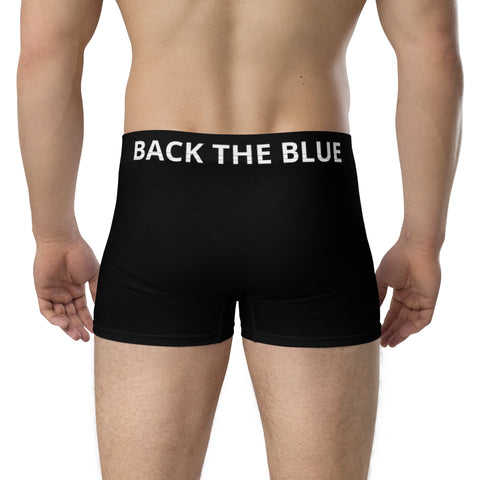 Thin Blue Line Back the Blue Boxer Briefs - Black with Blue Crotch