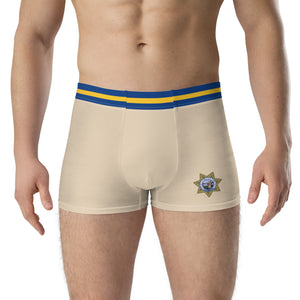 California Highway Patrol Uniform Style Boxer Briefs - Tan with Blue and Gold Accents