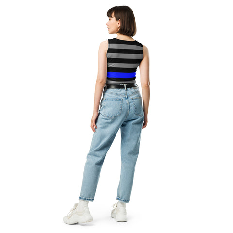 Supportive & Stylish Thin Blue Line Crop Top | Back The Blue Store