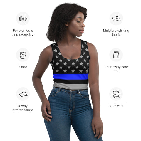 Supportive & Stylish Thin Blue Line Crop Top | Back The Blue Store