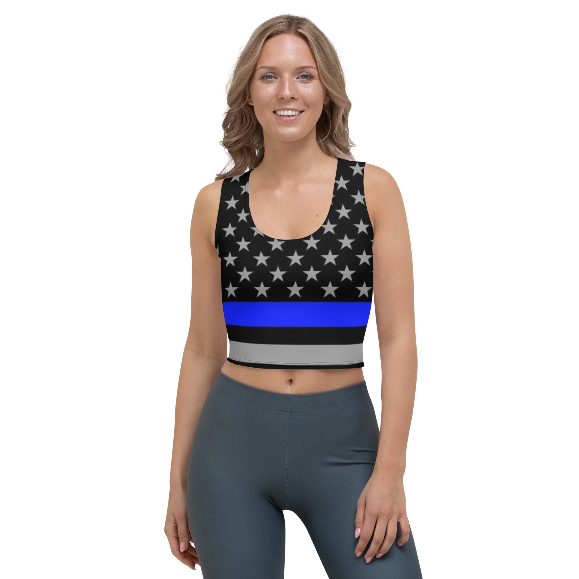 Supportive & Stylish Thin Blue Line Crop Top | Back The Blue Store