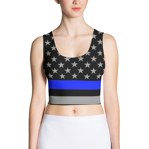 Supportive & Stylish Thin Blue Line Crop Top | Back The Blue Store