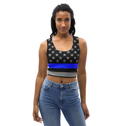 Supportive & Stylish Thin Blue Line Crop Top | Back The Blue Store