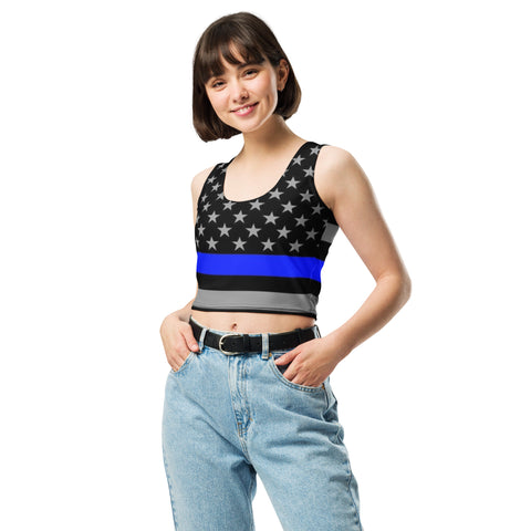 Supportive & Stylish Thin Blue Line Crop Top | Back The Blue Store