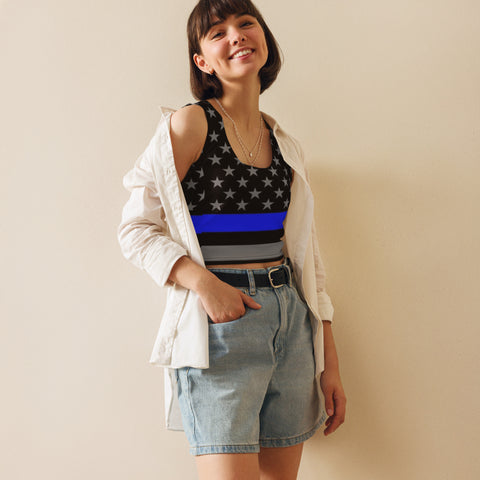 Supportive & Stylish Thin Blue Line Crop Top | Back The Blue Store