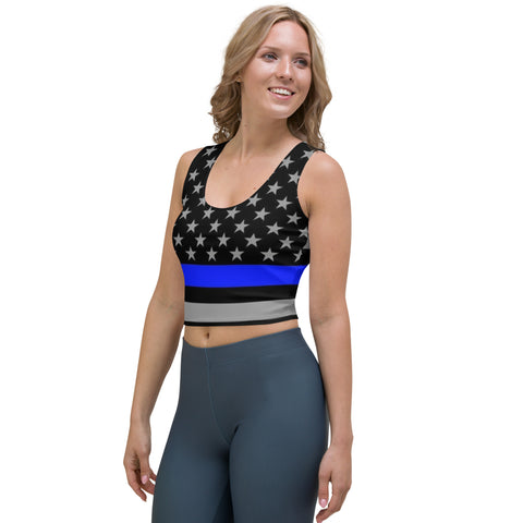 Supportive & Stylish Thin Blue Line Crop Top | Back The Blue Store