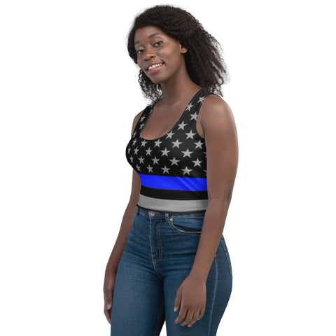 Supportive & Stylish Thin Blue Line Crop Top | Back The Blue Store