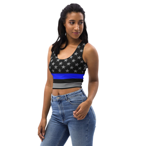 Supportive & Stylish Thin Blue Line Crop Top | Back The Blue Store